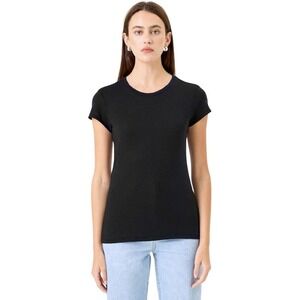Goldie Women's 100% Pima Cotton Short Sleeve Solid Slub Tee Shirt Black Size XS